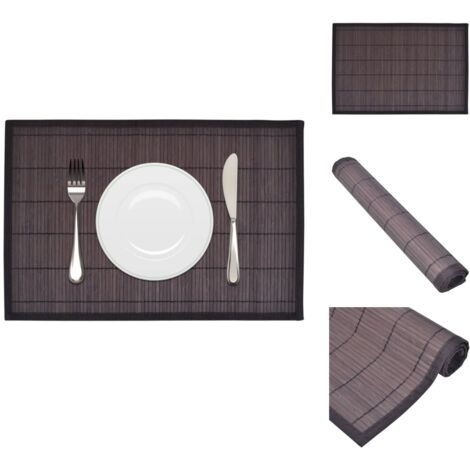 Tischsets - 6 Bambus-Platzdeckchen 30 x 45 cm Dunkelbraun