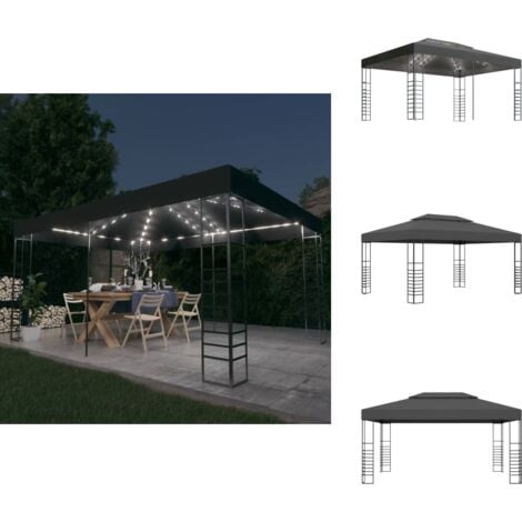 Pavillon mit LEDLichterkette 3x4 m Anthrazit Pavillon