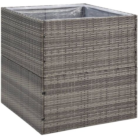 Pflanzkübel Grau 80x80x80 cm Poly Rattan Blumentopf Pflanzkübel