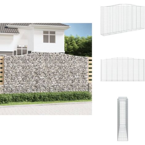 Gabione mit Hochbogen 400x50x200/220 cm Verzinktes Eisen Gabionenkorb