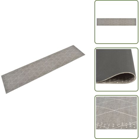 Küchenteppich Waschbar Raute 60x300 cm Samt - Küchenläufer - Samt - Laufmatte - Rutenmuster - Grau