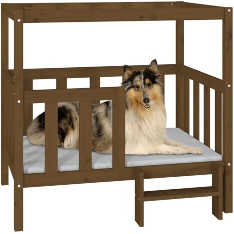 Hundebett Honigbraun 105,5x83,5x100 cm Massivholz Kiefer - Hundebett - Hundehaus - Holzbettt - Kiefernholz Bett - Tiermöbel