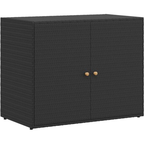 Gartenschrank Schwarz 100x55,5x80 cm Poly Rattan - Gartenschrank ...
