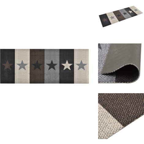 Küchenbodenmatte Waschbar Stern 60x180 cm - Bodenmatte - Küchenmatte - Türmatte - Samt - Polyester