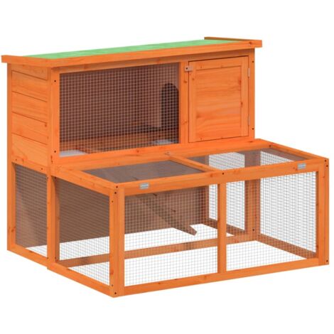 Kaninchenstall 1 Ebene Braun Holz