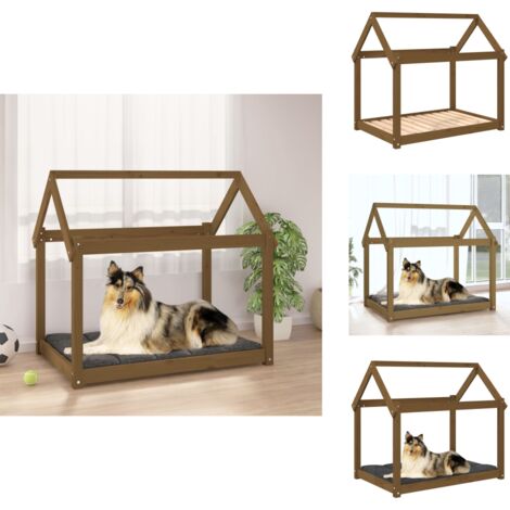 Hundebett Honigbraun 101x70x90 cm Massivholz Kiefer - Hunde Bett - Hundehaus - Holz Tierbett - Kiefernholz Bett - Hundeplatz