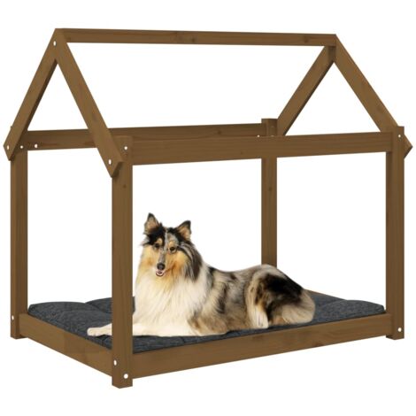 Hundebett Honigbraun 101x70x90 cm Massivholz Kiefer - Hunde Bett - Hundehaus - Holz Tierbett - Kiefernholz Bett - Hundeplatz