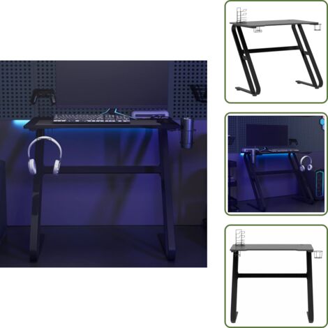 Gaming-Schreibtisch mit ZZ-Gestell Schwarz und Rot 90x60x75 cm - Gaming-Schreibtisch - Gamer Schreibtisch - Etagen Regal - Bürostuhl - PC Arbeitsplatz (1/5)