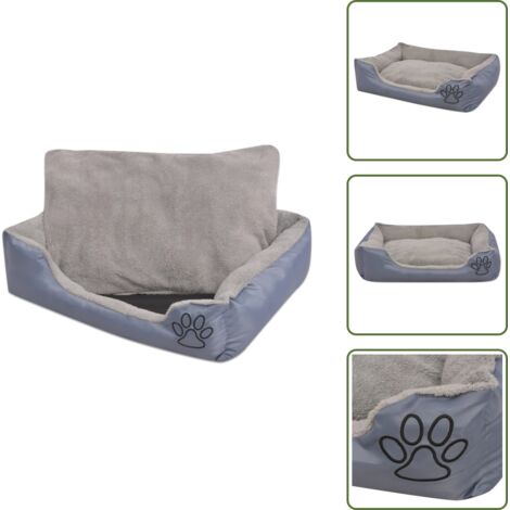 Hundebett mit gepolstertem Kissen Gre M Grau - Hunde Bett - Hundebett -  Oxford Gewebe - Wasserabweisendes Hundebett - Kuscheliges Hundebett
