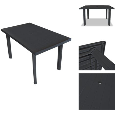 Gartentisch Anthrazit 126x76x72 cm Kunststoff Gartentisch