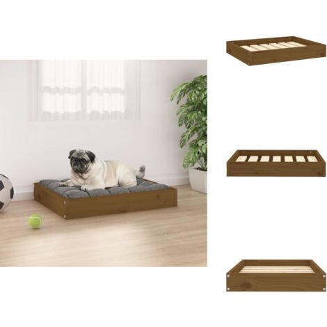 Hundebett Honigbraun 61,5x49x9 cm Massivholz Kiefer - Hunde Bett - Hundehaus - Holzbett - Kiefernholz - Hundebette