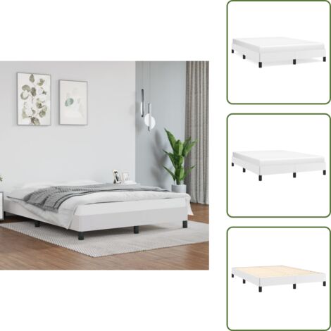 Bettgestell Weiß 140x200 cm Kunstleder - Bettrahmen - Schlafzimmermöbel - Doppelbett - Weißes Bett - Kunstlederbett (1/5)