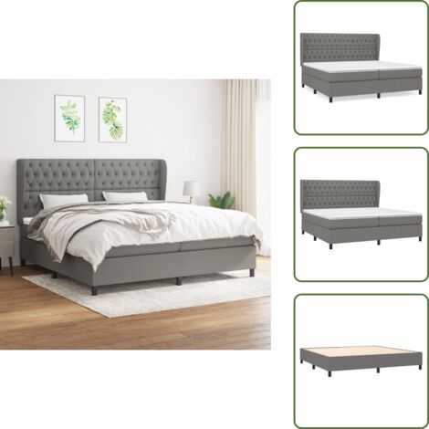 Boxspringbett mit Matratze Dunkelgrau 200x200 cm Stoff main image 0