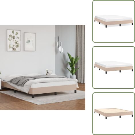 Bettgestell Cappuccino-Braun 140x200 cm Kunstleder - Bettesrahmen - Doppelbett - Kunstlederbett - Boxspringbettrahmen - Schlafzimmermöbel (1/5)