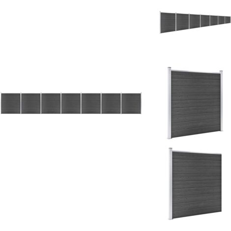 Zaunelement Set WPC 1218x186 cm Schwarz - Zaunelement - Gartenzaun - WPC Zaun - Holzzaunt - Privacy Screen