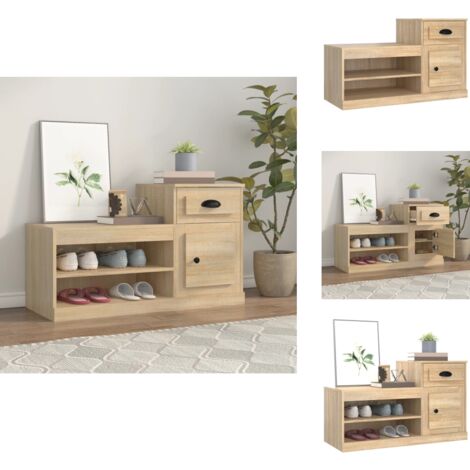 Schuhschrank Sonoma-Eiche 100x42x60 cm Holzwerkstoff - Schuhschrank - Holzwerkstoff - Sonoma-Eiche - Garderobe - Aufbewahrung (1/5)