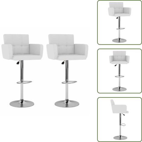 Barhocker 2 Stk. Weiß Und Schwarz Kunstleder - Barhocker - Küchenhocker