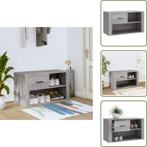 Schuhschrank Grau Sonoma 80x35x45 cm Holzwerkstoff - Schuhschrank - Holzwerkstoff - Garderobe - Flurmöbel - Schuhregal (1/5)