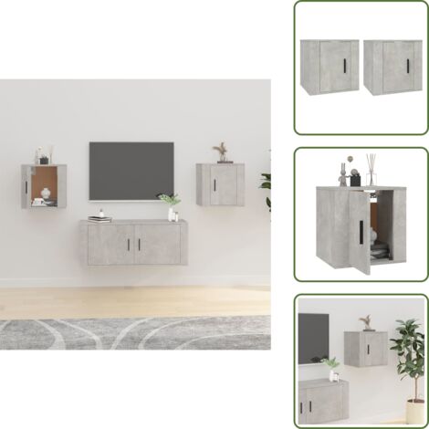TV-Wandschränke 2 Stk. Betongrau 40x34,5x40 cm - TV Schrank - Wandregal - Wohnzimmereinrichtung - Betonoptik - Regal Grau (1/5)