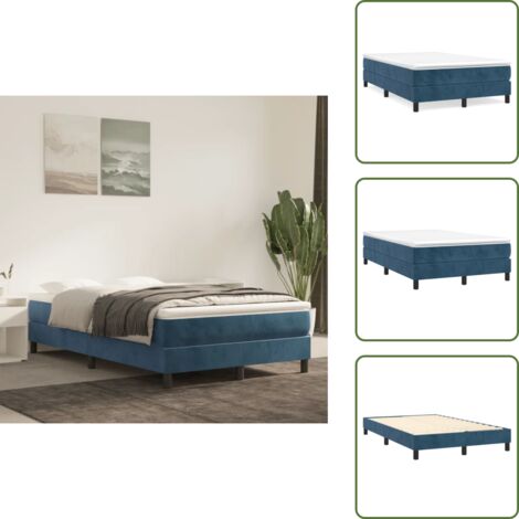 Bettgestell ohne Matratze Dunkelblau 120x200 cm Samt - Samtbett - Doppelbett - Boxspringbetten - Betten Günstig - Blau Bett