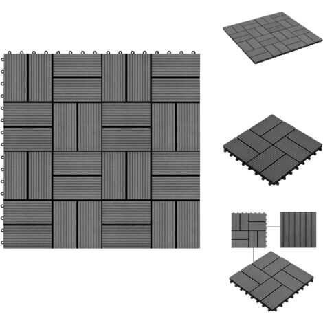 Outsunny 27 Terrassenfliesen Aus Holz – 30x30cm, Ineinandergreifend, 2,5m² Set, Anthrazitgrau Für Balkon & Garten