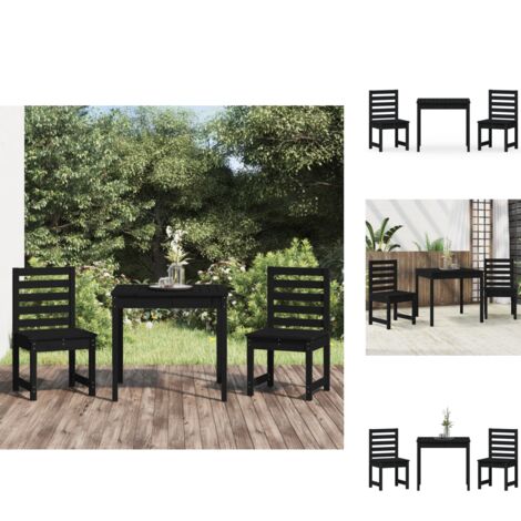GartenmöbelSets Living 3tlg. GartenBistroSet Schwarz Massivholz