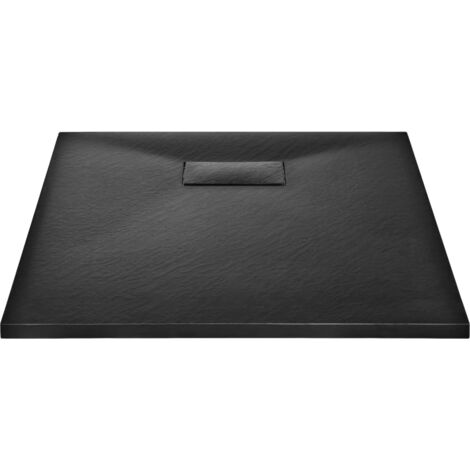 VBChome Duschwanne SMC 90x90 Cm Schwarz – Flach, Mit Tempoplex-Siphon, Pflegeleicht, Robust