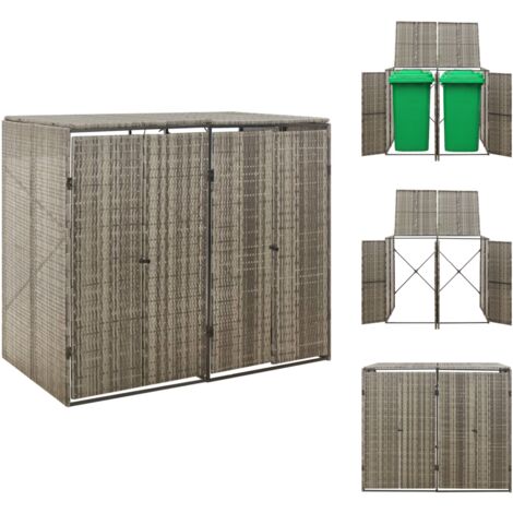 Mülltonnenbox Für 3 Tonnen - Rattan Optik 207x80x117 Cm Schwarz