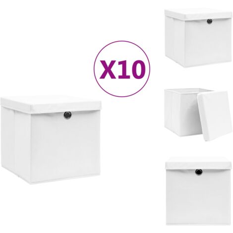 Ordnungshelfer - Living Aufbewahrungsboxen mit Deckeln 10 Stk. 28x28x28 cm Weiß (1/5)