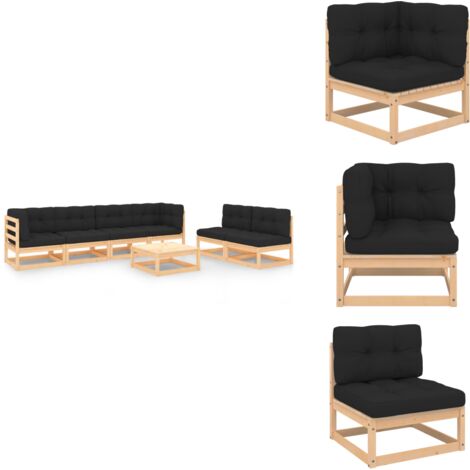 7tlg. GartenLoungeSet mit Kissen Massivholz Kiefer Garten Lounge