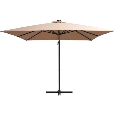 Ampelschirm mit LEDBeleuchtung StahlMast 250x250 cm Taupe