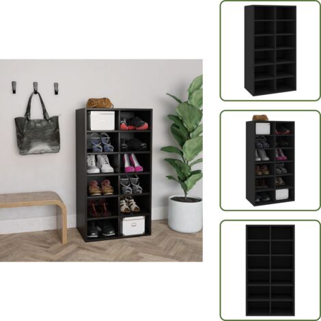 Schuhregal Schwarz 54x34x100,5 cm Holzwerkstoff - Schuhregal - Schuhschrank - Holzwerkstoff Regal - Garderobe - Aufbewahrungssystem (1/5)