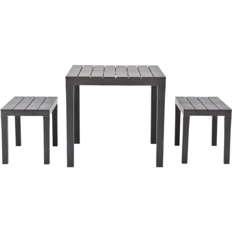 Gartentisch mit 2 Bänken Kunststoff Braun Gartentisch Gartenbank