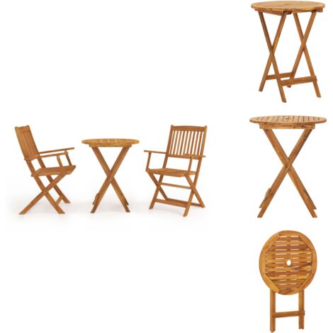GartenmöbelSets Living 3tlg. BistroSet Klappbar Massivholz Akazie