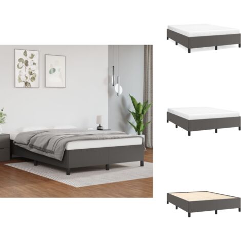 Bettgestell Grau 140x200 cm Kunstleder - Betten - Bettgestelle - Kunstlederbetten - Doppelbett - Grau (1/5)