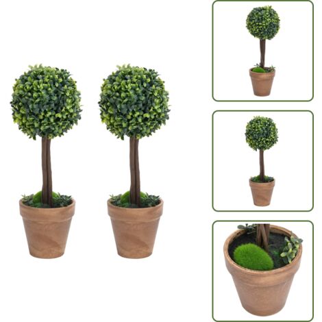 Knstliche Buchsbume 2 Stk. mit Topf Kugelform Grn 56 cm - Knstliche  Pflanzen - Buchsbaum - Indoor Pflanzen - Outdoor Pflanzen - Deko Pflanzen