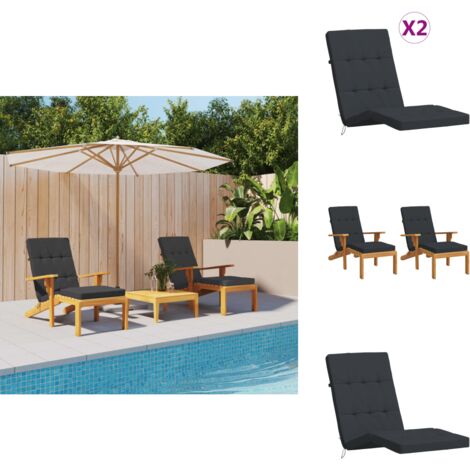 LiegestuhlAuflagen 2 Stk. Schwarz OxfordGewebe Gartenstuhlkissen