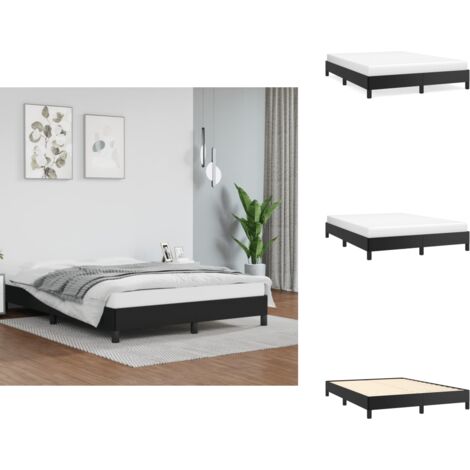 Bettgestell Schwarz 140x200 cm Kunstleder - Schlafzimmermöbel - Bettgestell - Doppelbett - Kunstlederbett - Schwarzes Bett (1/5)