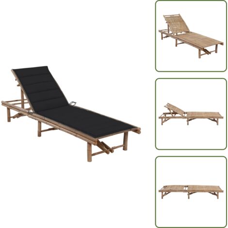Garten-Sonnenliege mit Auflage Bambus - Bambus Liege - Gartenliege -  Sonnenliege - Relaxliege - Outdoor Mbel