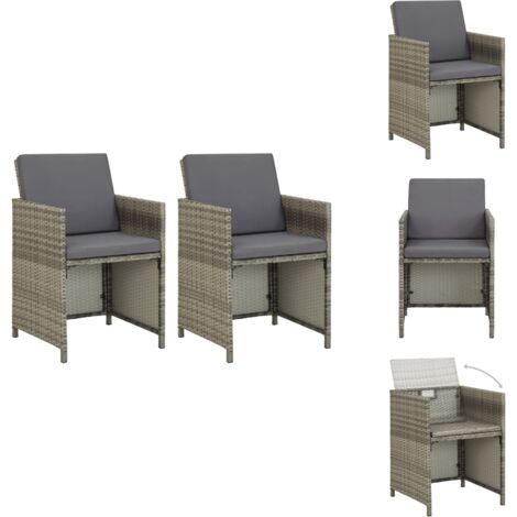 Gartenstühle Living Gartenstühle 2 Stk. mit Auflagen Poly Rattan Grau
