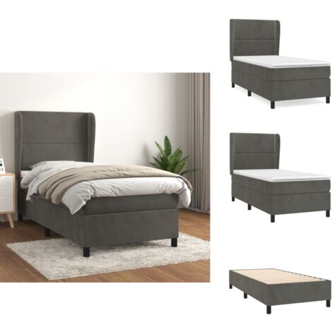 Boxspringbett mit Matratze Dunkelgrau 100x200 cm Stoff