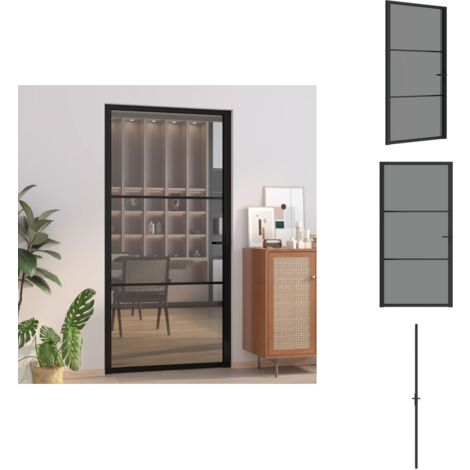 VidaXL Glastür Innentür Modern Schwarz Mattglas 83x201,5 Cm – Mit Aluminiumrahmen & Montagezubehör
