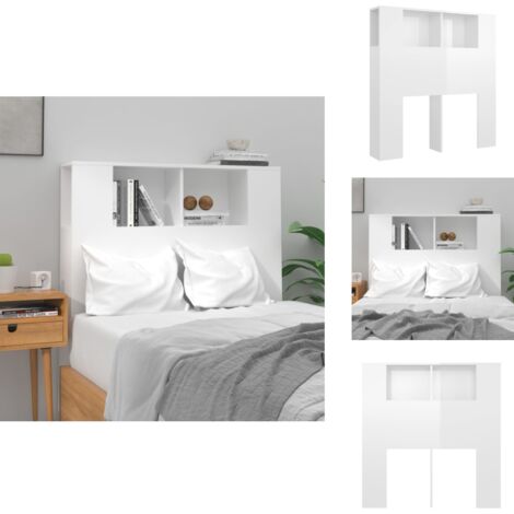 FIRBNUS Bett Kopfteil Mit Ablagen Weiß 140x19x103,5 Cm Bücherregal-Kopfteil Design Kopfteil-Regal Zusätzlicher Stauraum Aufbewahrung Von Büchern Zeitschriften