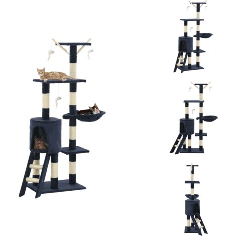 Kratzbume - Living Katzen-Kratzbaum mit Sisal-Sulen 138 cm Dunkelblau