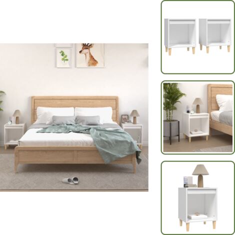 Nachttische 2 Stk. Weiß 40x35x50 cm - Nachttische - Wohnzimmer Möbel - Holzwerkstoffeinrichtung - Weiße Möbel - Kommode (1/5)