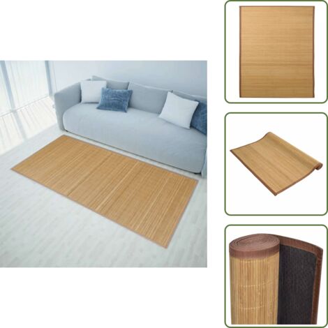 Teppich Bambus 160x230 cm Braun - Bambus Teppich - Wohnzimmer Teppich -  Rutschfeste Unterlage - Natrlicher Teppich - Wohnzimmer Dekoration