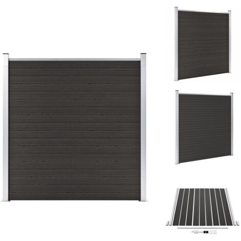 Zaunelement WPC 180x186 cm Schwarz Gartenzaun WPC Zaun Holzzaun