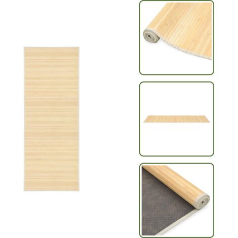 Teppich Bambus 80x200 cm Natur - Bambus Teppich - Naturfaser Teppich -  Wohnraum Teppich - Flur Teppich - Rutschfeste Matte