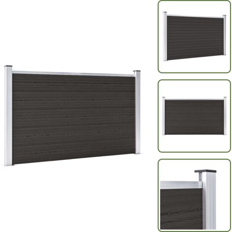 Zaunelement WPC 180x105 cm Schwarz - Gartenzaun - WPC Zaun - Holzzaunt - Privacy Screen - Zaunsystem