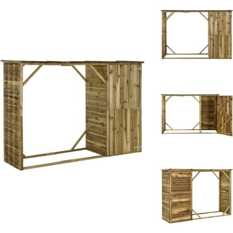 Geräteschuppen mit Unterstand Kiefernholz 253×80×170 cm Gartensaison